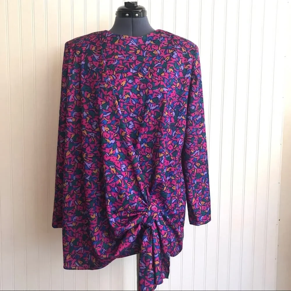 Vintage 80s Matching Set Tunic and Skirt Colorful Gloria Vanderbilt Suit Large